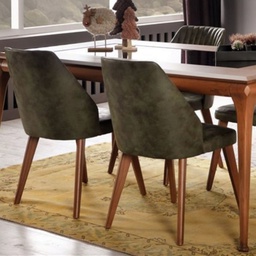 [EFFEZ94639] Sedia in vellutino Verde Oliva gambe in legno DIANA 50x48x h87 cm EFFEZ