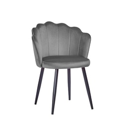 [FZ99743] Sedia in velluto grigio con gambe metallo nero 64 x 58 x 80 cm