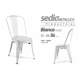 [GIC743290] 4x Sedia industrial bianca in metallo stile urban cm 51 x 44 x 86 h