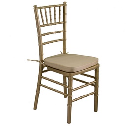 [V28068300OR] Sedia legno chiavari oro con cuscino oro cm 40x40h43-92