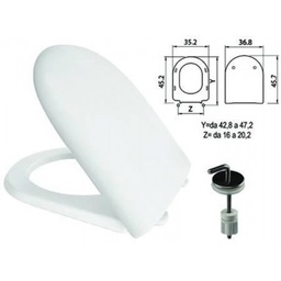 [333477] Sedile WC in termoindurente &quot;Luna 2&quot; bianco con cerniere inox H050 - FER 410786.
