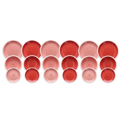 [20003531] Servizio Piatti 18 Pezzi Pompei Stoneware Rosso
