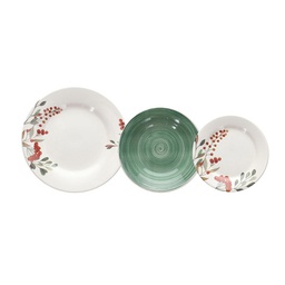 [2006490] Servizio Tavola 18 Pezzi Bacche Stoneware Verde