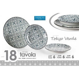 [GIC793240] Servizio da tavola piatti tokyo verde pz 18
