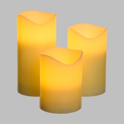 [20038420] Set 3 Candele Avorio LED IR Ø75xH10-12,5-15cm