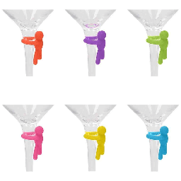 [20003555] Set 6 marker Omini per calici in silicone multicolor