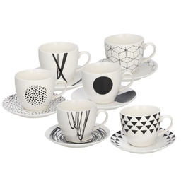 [1908375] Set 6 tazze tè con piattino coordinato Linea Metropolis Graphic Tognana