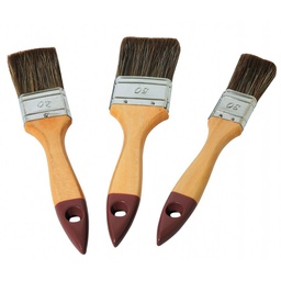 [N0Q10196002] Set di 3 pennelli con manico in legno dal tono marrone elegante.