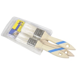 [N0Q10196001] Set di 3 pennelli con manico in legno dalle eleganti tonalità marrone e blu