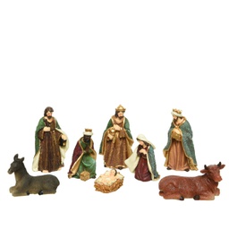 [19974680] Set di 8 statuette della natività colorate, altezza 16,5 cm