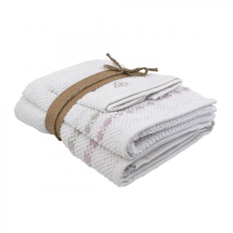 [19922206] Set di asciugamani in cotone rosa Blanche, 3 pezzi