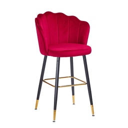 [FZ99748] Sgabello Estro in Velluto Rosso con Terminali Dorati  50x55x110 cm