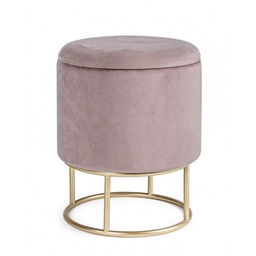 [B0720332] Sgabello con struttura metallo oro contenitore rosa cm 45 h