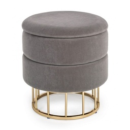 [B0720388] Sgabello struttura metallo dorato velluto grigio