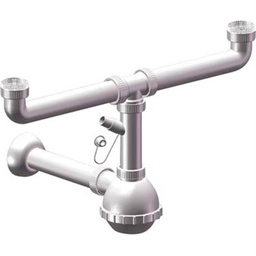 [1996767] Sifone Pp A Bottiglia 2 Vasche + 1 Attacco Bianco Mm 40 1&quot;1/2