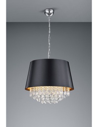[TRIO309300302] Sospensione 3 Luci Loreley Nero Oro e Pendagli Decorativi Trio Lighting
