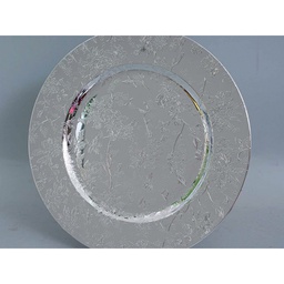 [19626438] Sottopiatto da tavola in plastica  argento decorato a rilievo cm 33