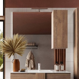 [FZ98890] Specchio bagno con pensile Salemi 100x110h e lampada LED rovere mercure