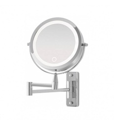 [20040753] Specchio da muro cromo con led d:17cm - Idroclic