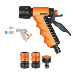 [CLAB8551] Starter Kit Lancia pistola Ergo 1-2&quot; e tre raccordi per tubo irrigazione acqua
