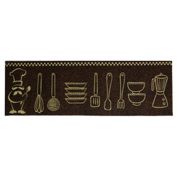 [V1409410000] Tappeto pvc cucina marrone posate cm 120x50x0.6