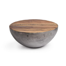 [B0745851] Tavolino grigio in legno riciclato stile design cm Ø70 - 32