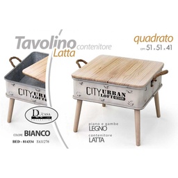 [GIC814334] Tavolino in latta bianco baule Stile urban industrial cm 51 x 51 x 41 h