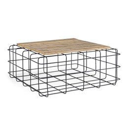 [B0746808] Tavolino in legno e acciaio stile industriale 80x80