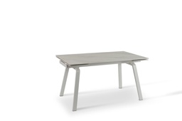 [OM/404/MB] Tavolo allungabile con top in pietra effetto marmo bianco 140/200x80x76h cm