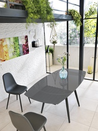 [OM/204/G] Tavolo allungabile in vetro temperato con top grigio 120/180x90h cm