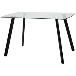 [1998281] Tavolo fisso Maura nero con piano in vetro e gambe in metallo 130x75x76