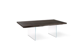 [OM/274/RT] Tavolo fisso in rovere termocotto e gambe in vetro trasparente 100x200x76h cm