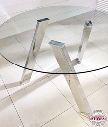 [OM/221] Tavolo fisso in vetro temperato trasparente 120x75h cm
