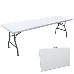 [8053323385417] Tavolo pieghevole richiudibile a valigia in resina Bianco struttura in ferro 244X76X74 EG45065