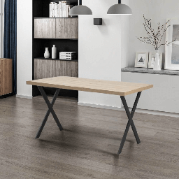 [EFFEZ99598] Tavolo rettangolare Bryan rovere gambe incrociate nere 139x80x76 EFFEZ