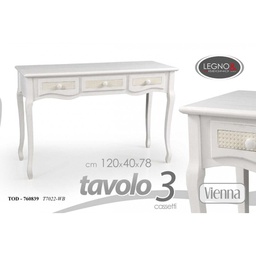 [GIC760839] Tavolo shabby stile anticato charme Con tre cassetti cm 120 x 40 x 78 h