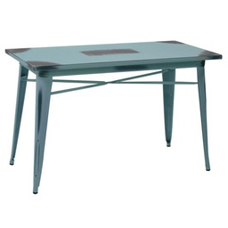 [V8037200000] Tavolo top ferro bristol azzurro anticorettangolare cm 120x60h76