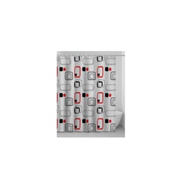 [3FUP010400] Tenda Doccia Quadri 60 • In Vinile+ Anelli Cm 180X200