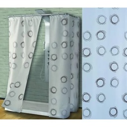 [3FUP017600] Tenda Per Doccia In Peva Cerchi Fondo Bianco Decori Marroni - Cm.120X200H.