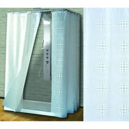 [3FUP011002] Tenda Per Doccia In Peva Sfera Fondo Trasparente Decori Bianchi - Cm.120X200H