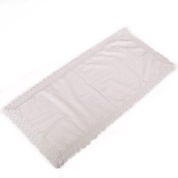 [V13023000BI] Tovaglia runner tessuto bianco c/pizzo rettangolare cm45x100