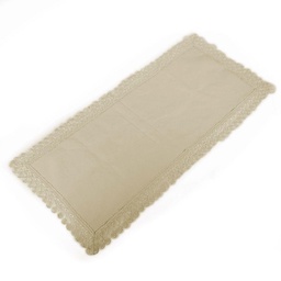 [V13023000CR] Tovaglia runner tessuto crema c/pizzo rettangolare cm45x100