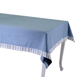 [V7906800000] Tovaglia stripe avio bordo cm5 tinto infilo cm140x240