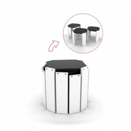 [EFFEZ93746] Tris tavolini richiudibili bianco piano nero multiuso EFFEZ