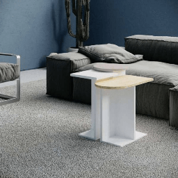 [FZ99381] Tris tavolino da salotto Mund bianco rovere light mocha