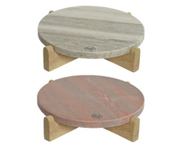 [20041904] Vassoio in legno di mango rotondo 2 colori assortiti