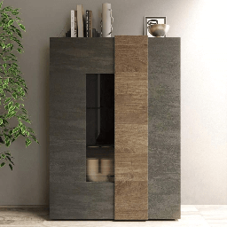[EFFEZ98878] Vetrina Sabry 2 ante titanio rovere mercure EFFEZ