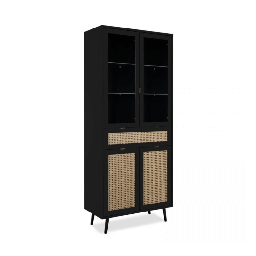 [EFFEZ99098] Vetrina Vienna52A 4 ante e cassetto nera con frontali effetto vimini EFFEZ