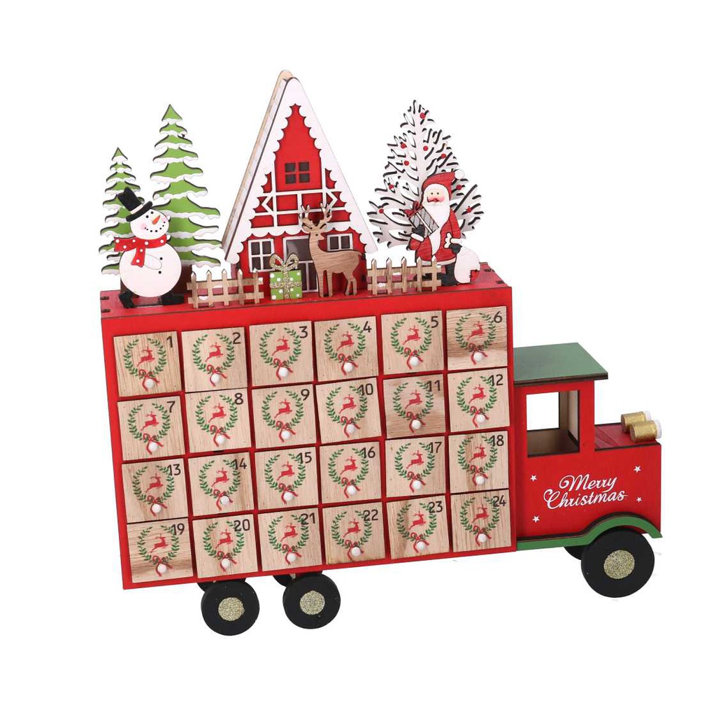 Calendario legno led furgone rosso cm32x7h32