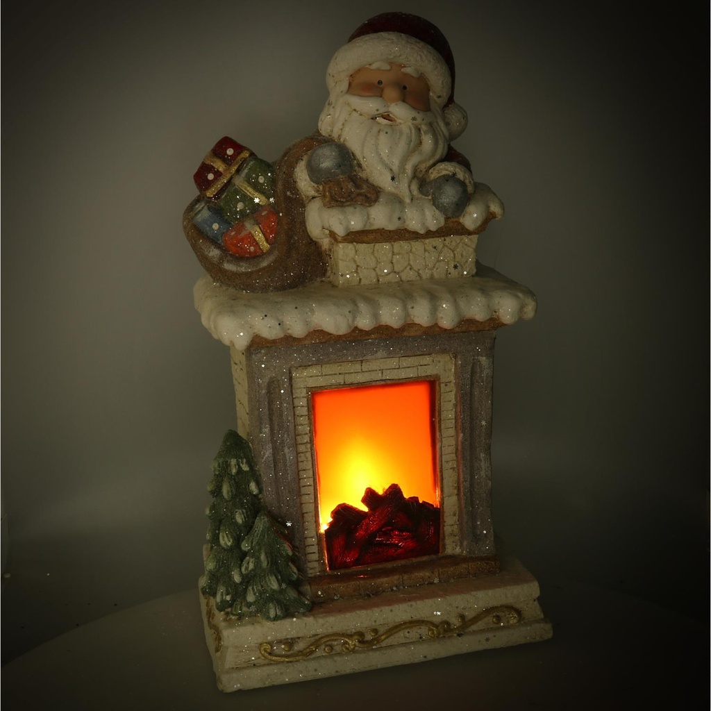 Camino led resina babbo natale grigio cm31,5x23h56